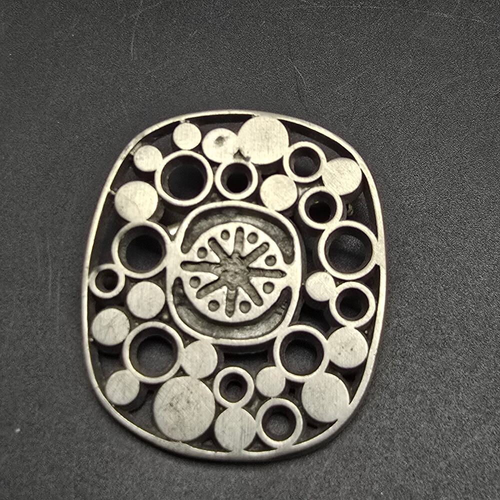 Swedish Pewter Brooch Rectangle Sweden Vintage Jewelry